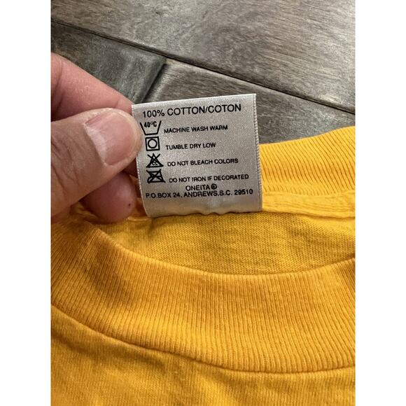 Vintage Oneita Yellow Mens Coach Duck Tennis Bend On Your Knees T-Shirt Size 3XL - Picture 8 of 11